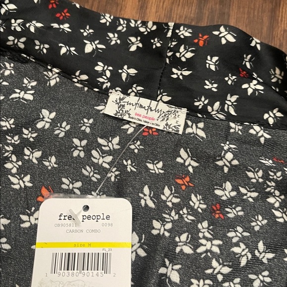 NWT Free people ladylike carbon combo floral black white long sleeve bodysuit M - Picture 5 of 16